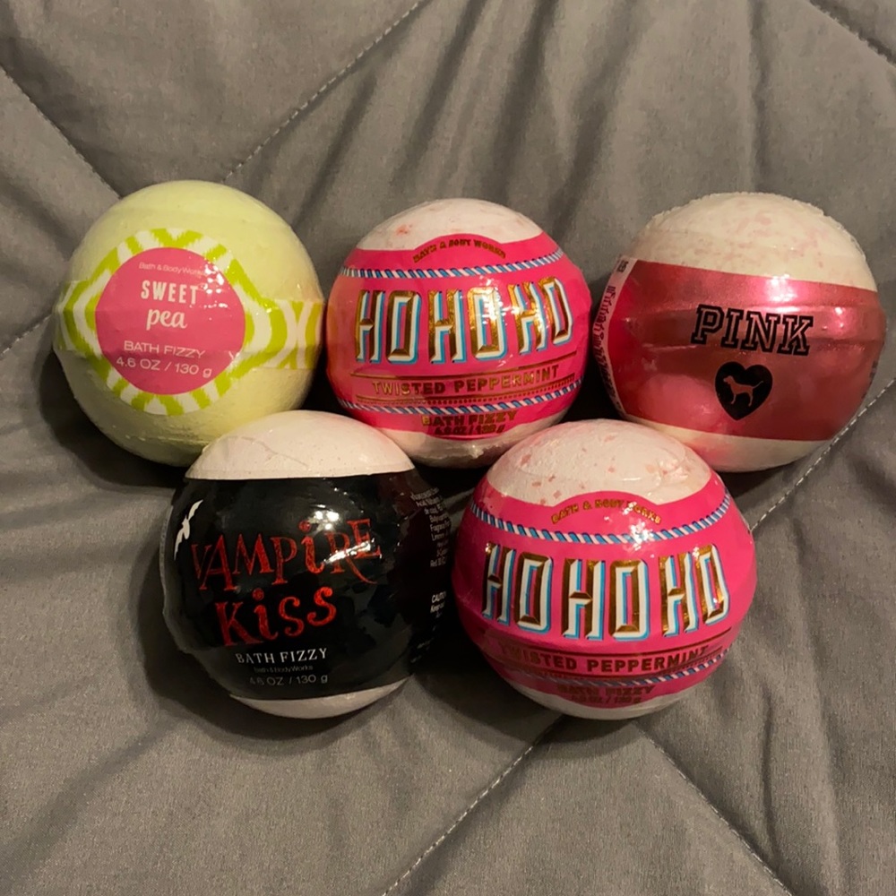 Five (5) bath & body works / VS Pink bath bombs
